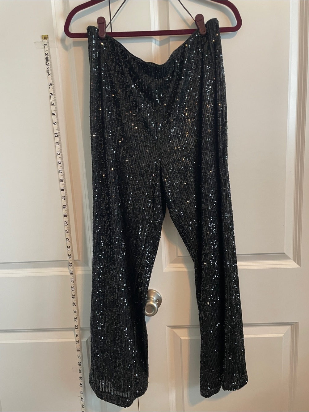 Black Sequin Wide-Leg Pants
